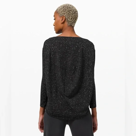 Lululemon Back In Action Long Sleeve *Splatter Black Women’s Size 10 - Picture 3 of 9